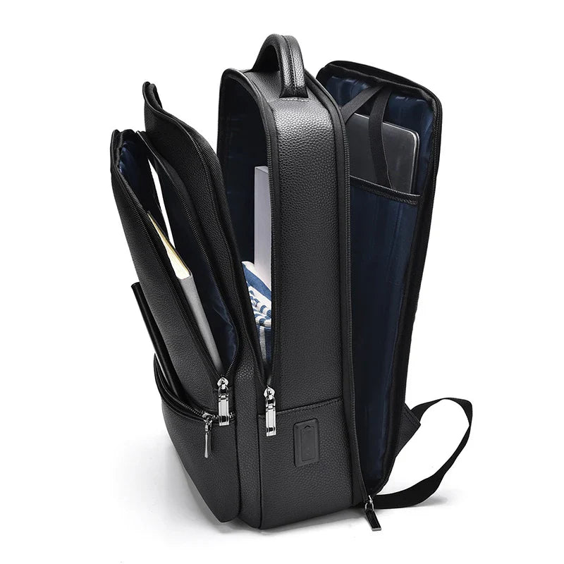 Zaino Uomo in Pelle con Porta USB – Elegante e Funzionale per Ufficio, Viaggi e Laptop