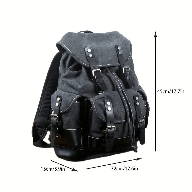 Zaino Uomo Casual in Tela e Pelle – Grande Capacità per Viaggi, Scuola e Attività Outdoor