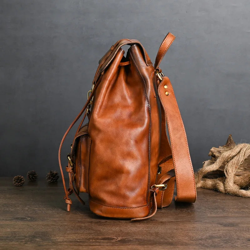 Zaino Uomo di Lusso 2023 – Vera Pelle di Cowskin, Antifurto, Stile Vintage