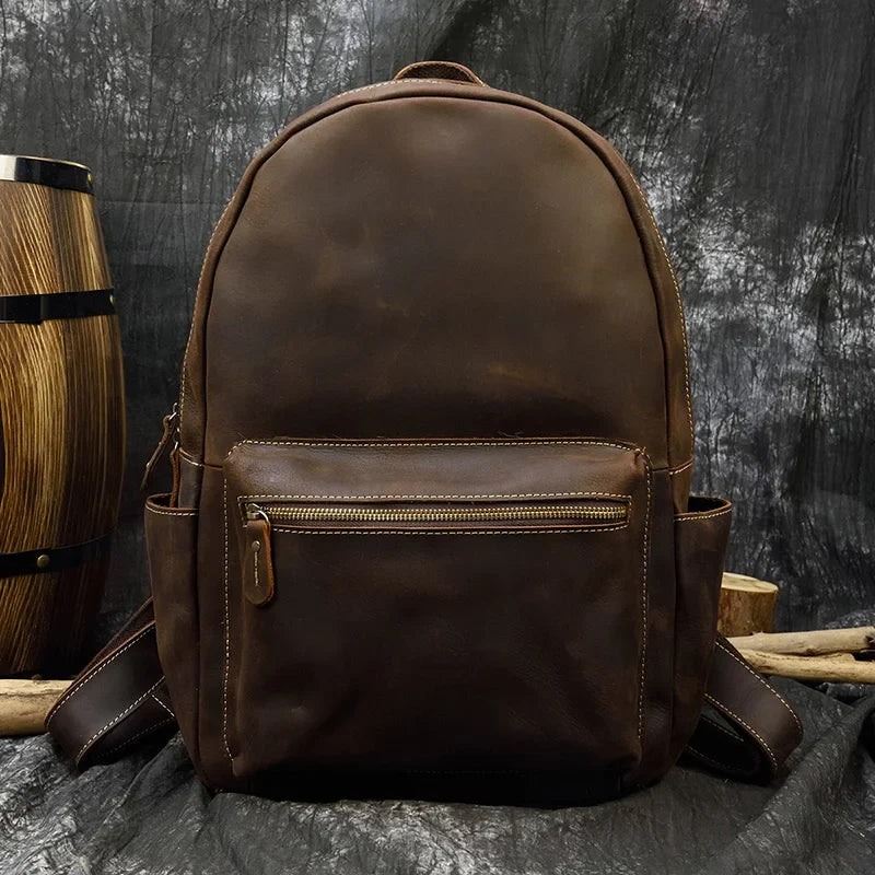 Luufan Genuine leather Men‘s Backpack Large Knapsack Fit 15.6" Laptop Rucksack Student School Bag Daypack Man Travel Backpack
