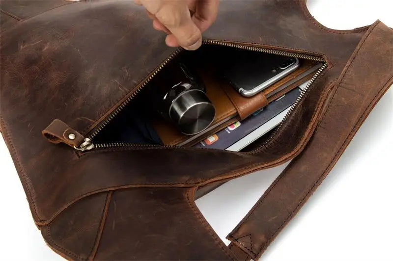 Luufan Crazy Horse Leather Fanny Backpack – Design Unico e Versatile