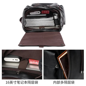 Zaino Uomo in Cuoio Impermeabile con Porta USB – Grande Capacità per Laptop 15,6" e Uso Quotidiano