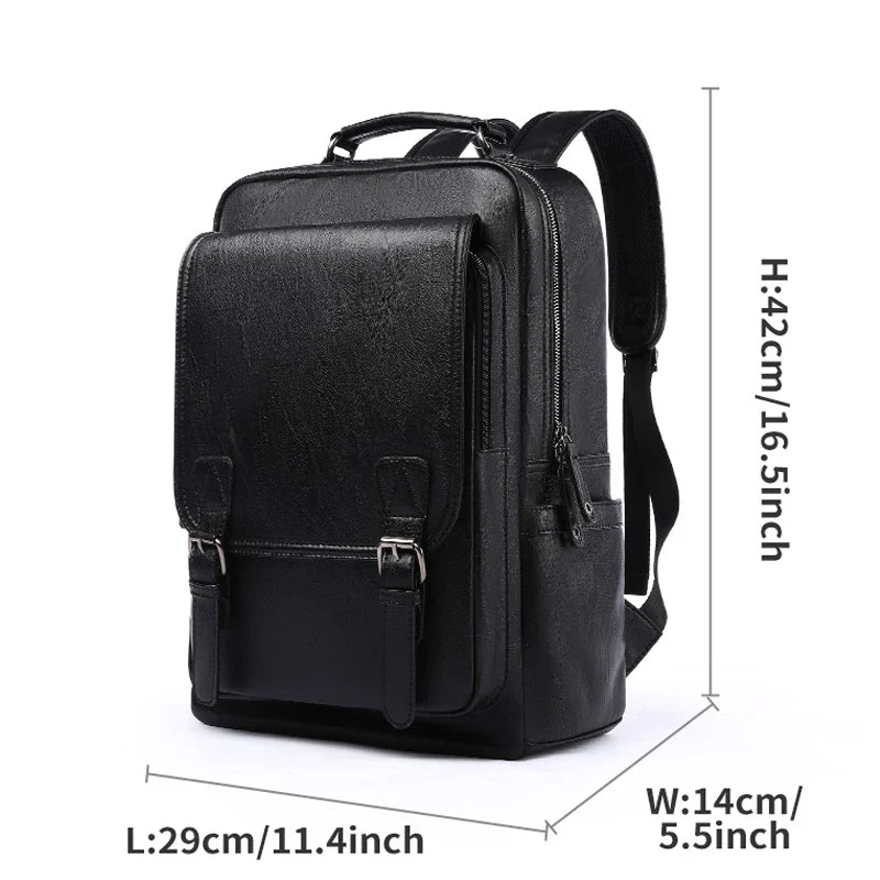 Zaino Uomo in Cuoio Resistente all’Acqua con Porta USB – Per Laptop 14 Pollici e Viaggi
