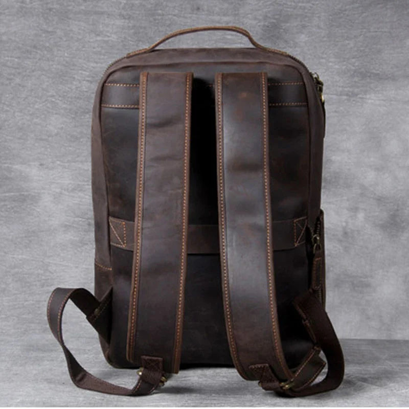 Zaino Vintage in Pelle Crazy Horse per Uomo – Grande Capacità per Laptop e Viaggi