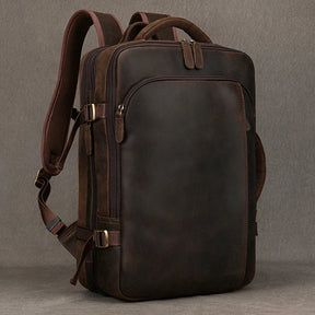 Zaino Vintage Uomo in Pelle Crazy Horse – Grande Capacità con Scomparto per Laptop 15,6"