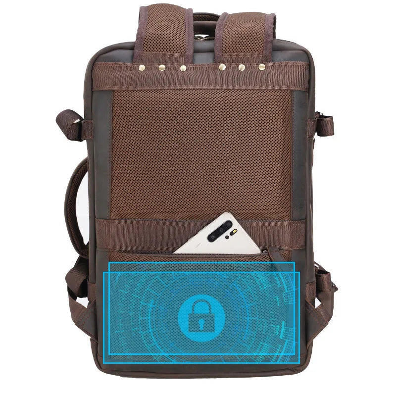 Zaino Vintage Uomo in Pelle Crazy Horse – Grande Capacità con Scomparto per Laptop 15,6"