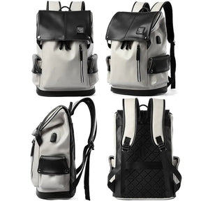 Zaino Uomo in Pelle di Alta Qualità con Ricarica USB – Impermeabile, Grande Capacità per Laptop 15,6 Pollici