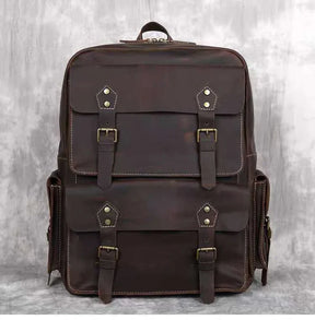 Zaino Vintage Uomo in Vera Pelle Crazy Horse – Grande Capacità con Scomparto per Laptop 17"