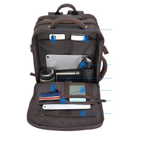 Zaino Vintage Uomo in Pelle Crazy Horse – Grande Capacità con Scomparto per Laptop 15,6"