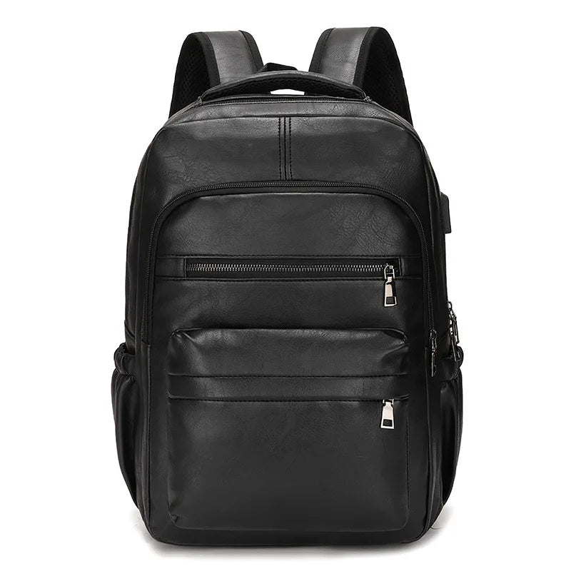Zaino Uomo in Cuoio con Porta USB per Ricarica – Grande, Impermeabile, Ideale per Laptop, Scuola e Viaggi, Design Elegante e Funzionale