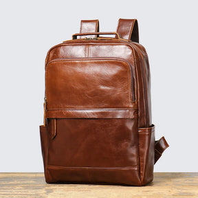 Zaino Vintage Uomo in Vera Pelle Cowhide Leathfocus – Crossbody e Backpack per Laptop 15"