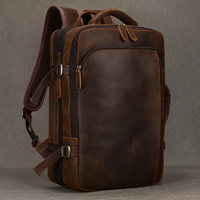 Zaino Vintage Uomo in Pelle Crazy Horse – Grande Capacità con Scomparto per Laptop 15,6"