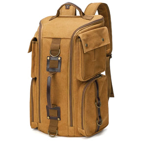 Zaino Vintage Uomo in Pelle e Tela Cerata – Capacità per Laptop 16 Pollici, Zaino da Viaggio e Scuola