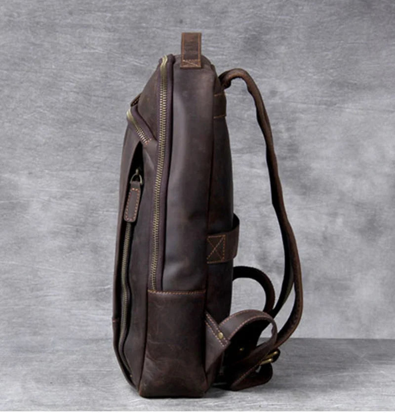 Zaino Vintage in Pelle Crazy Horse per Uomo – Grande Capacità per Laptop e Viaggi