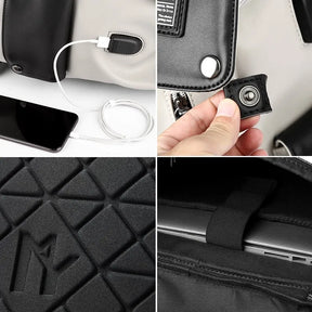 Zaino Uomo in Pelle di Alta Qualità con Ricarica USB – Impermeabile, Grande Capacità per Laptop 15,6 Pollici