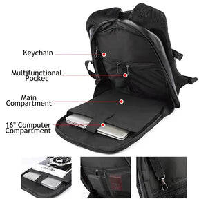 Zaino Uomo in Pelle per Laptop 15,6 Pollici con Ricarica USB – Impermeabile, Antifurto e da Viaggio