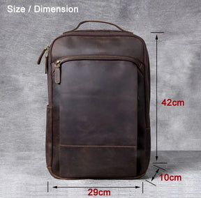 Zaino Vintage in Pelle Crazy Horse per Uomo – Grande Capacità per Laptop e Viaggi