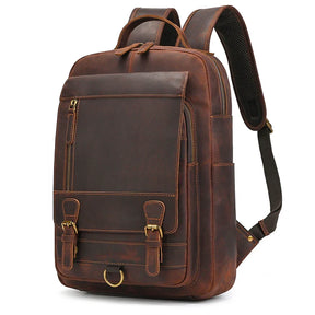Zaino Uomo in Vera Pelle Crazy Horse – Grande Capacità con Scomparto per Laptop fino a 18"
