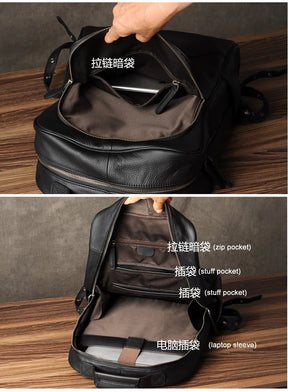 Zaino Uomo in Vera Pelle Impermeabile – Grande Capacità per Laptop, Business e Viaggi