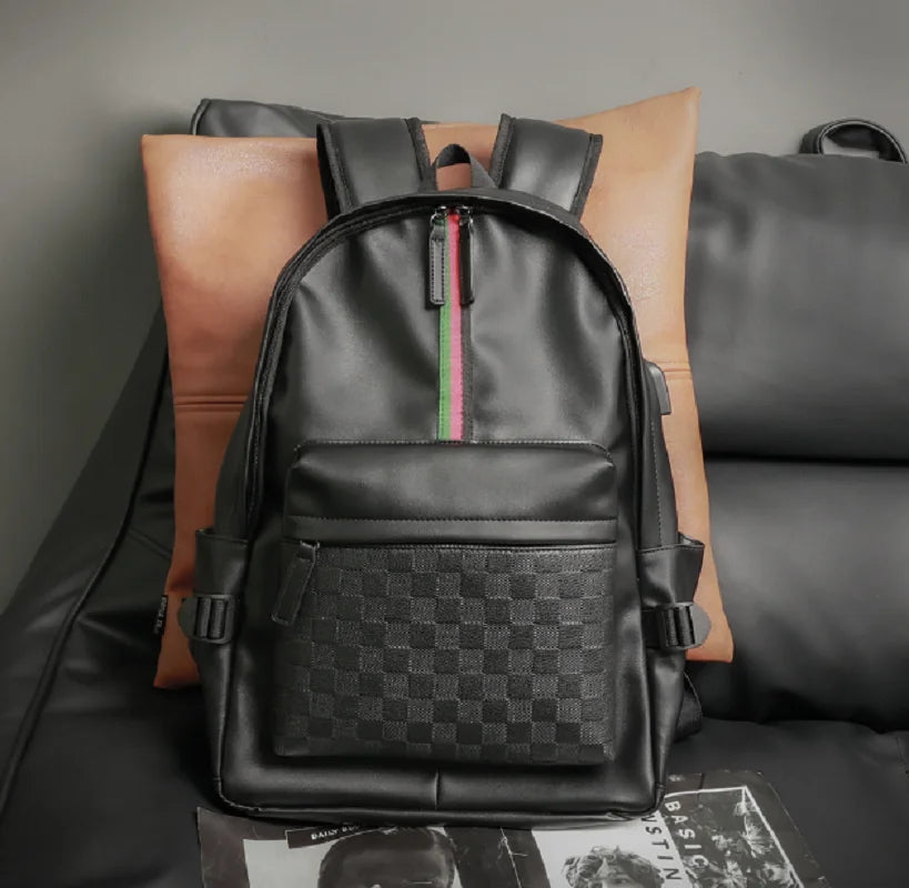 Zaino Plaid di Design in Cuoio di Alta Qualità – Grande Capacità per Scuola e Viaggio