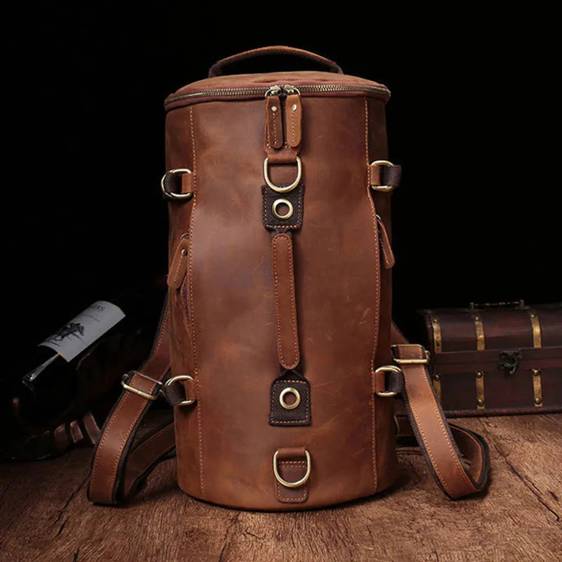 Zaino Uomo in Pelle Vintage Crazy Horse – Design Unico e Grande Capacità per Viaggi e Uso Quotidiano