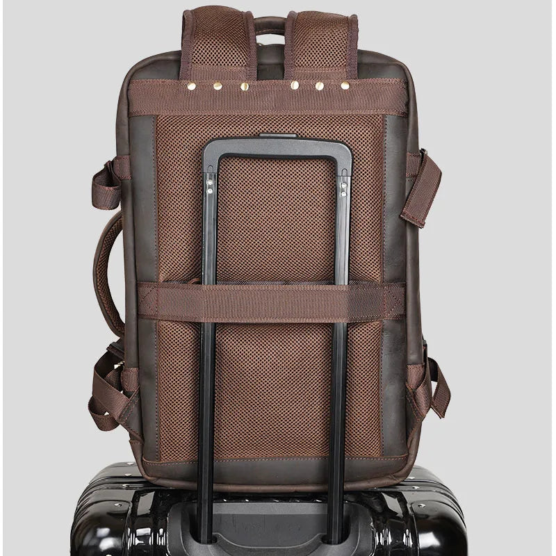 Zaino Vintage Uomo in Pelle Crazy Horse – Grande Capacità con Scomparto per Laptop 15,6"