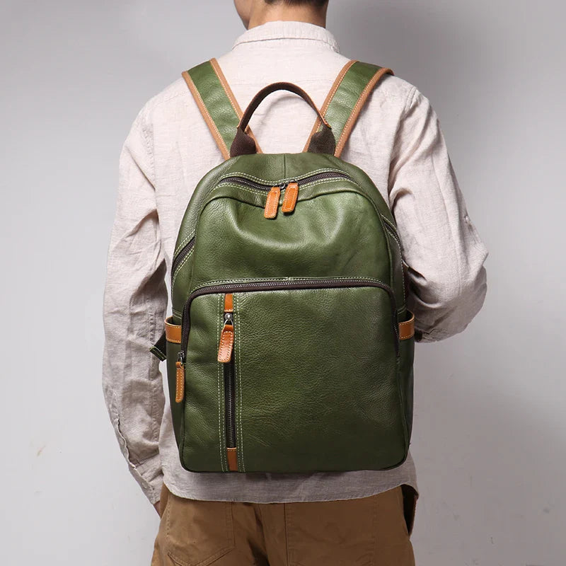Zaino Uomo in Cuoio Vera Pelle per Viaggio e Scuola – Comparto Laptop 15"