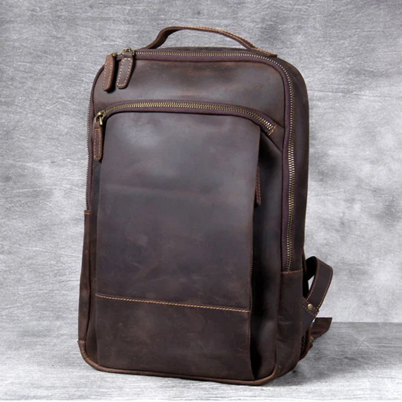 Zaino Vintage in Pelle Crazy Horse per Uomo – Grande Capacità per Laptop e Viaggi