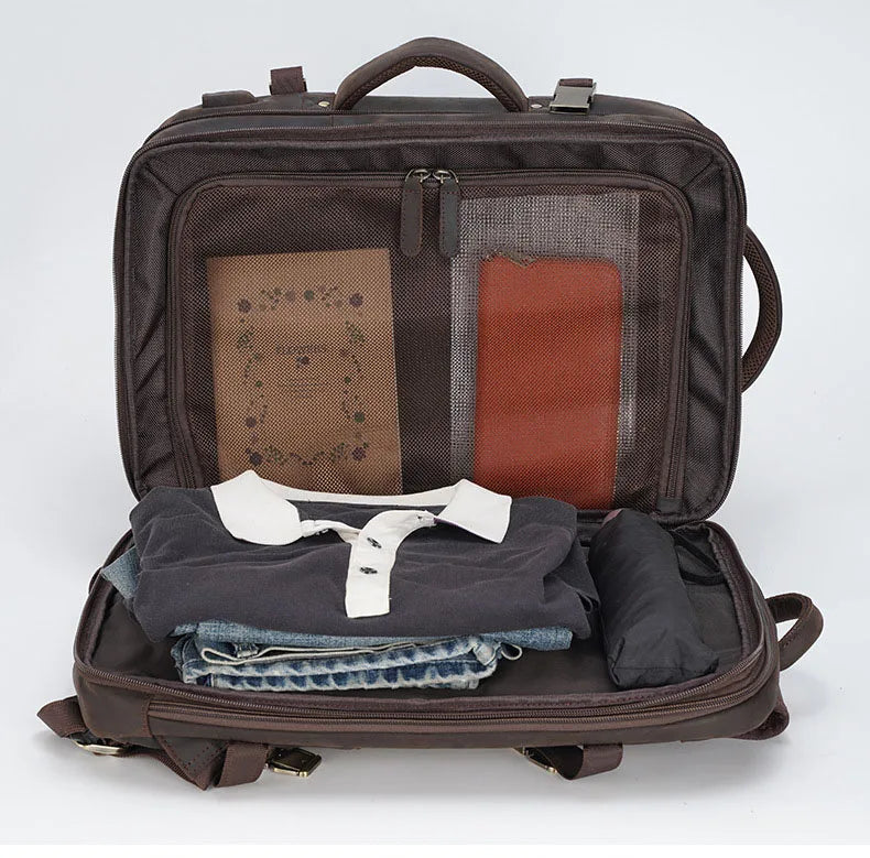 Zaino Vintage Uomo in Pelle Crazy Horse – Grande Capacità con Scomparto per Laptop 15,6"