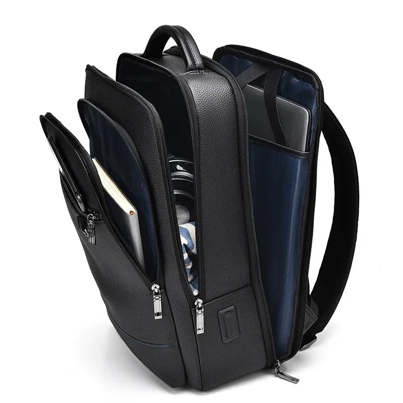 Zaino Executive Uomo in Cuoio con Ricarica USB – Elegante e Funzionale per Laptop e Viaggi d’Affari