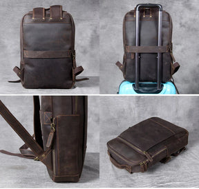 Zaino Vintage in Pelle Crazy Horse per Uomo – Grande Capacità per Laptop e Viaggi