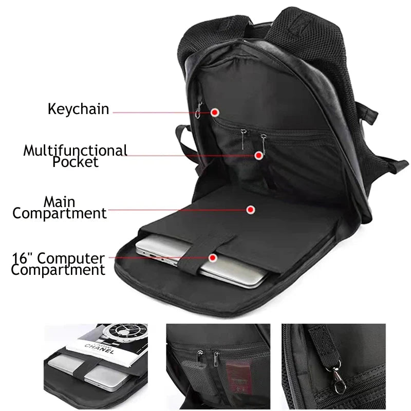 Zaino Uomo in Pelle Impermeabile con Porta USB – Grande Capacità per Laptop, Business e Viaggi