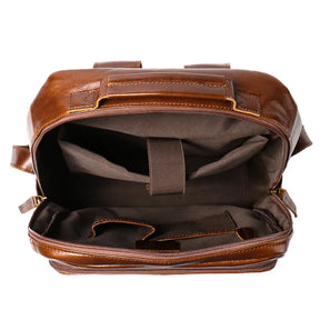 Zaino Vintage Uomo in Vera Pelle Cowhide Leathfocus – Crossbody e Backpack per Laptop 15"
