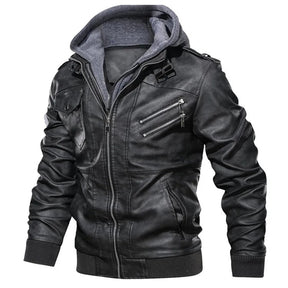 Giacca da Uomo in Vera Pelle con Cappuccio – MotorMen Premium | Stile Urban e Comfort Invernale