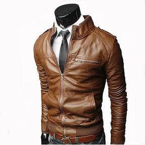 Giacca in Vera Pelle da Uomo – Thompson Baker | Stile Elegante e Taglio Slim Marrone