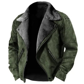 Giacca Invernale da Uomo in Tessuto con Fodera in Pelliccia – QuietMen Premium | Calore ed Eleganza Verde Militare