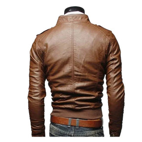 Giacca in Vera Pelle da Uomo – Thompson Baker | Stile Elegante e Taglio Slim Marrone