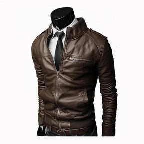 Giacca in Vera Pelle da Uomo – Thompson Baker | Stile Elegante e Taglio Slim Marrone
