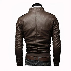 Giacca in Vera Pelle da Uomo – Thompson Baker | Stile Elegante e Taglio Slim Marrone
