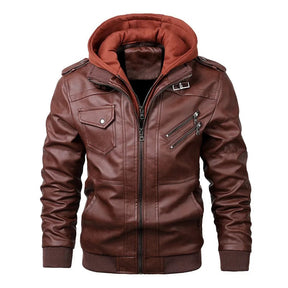 Giacca da Uomo in Vera Pelle con Cappuccio – MotorMen Premium | Stile Urban e Comfort Invernale