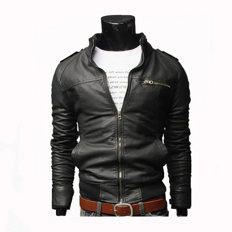 Giacca in Vera Pelle da Uomo – Thompson Baker | Stile Elegante e Taglio Slim Marrone